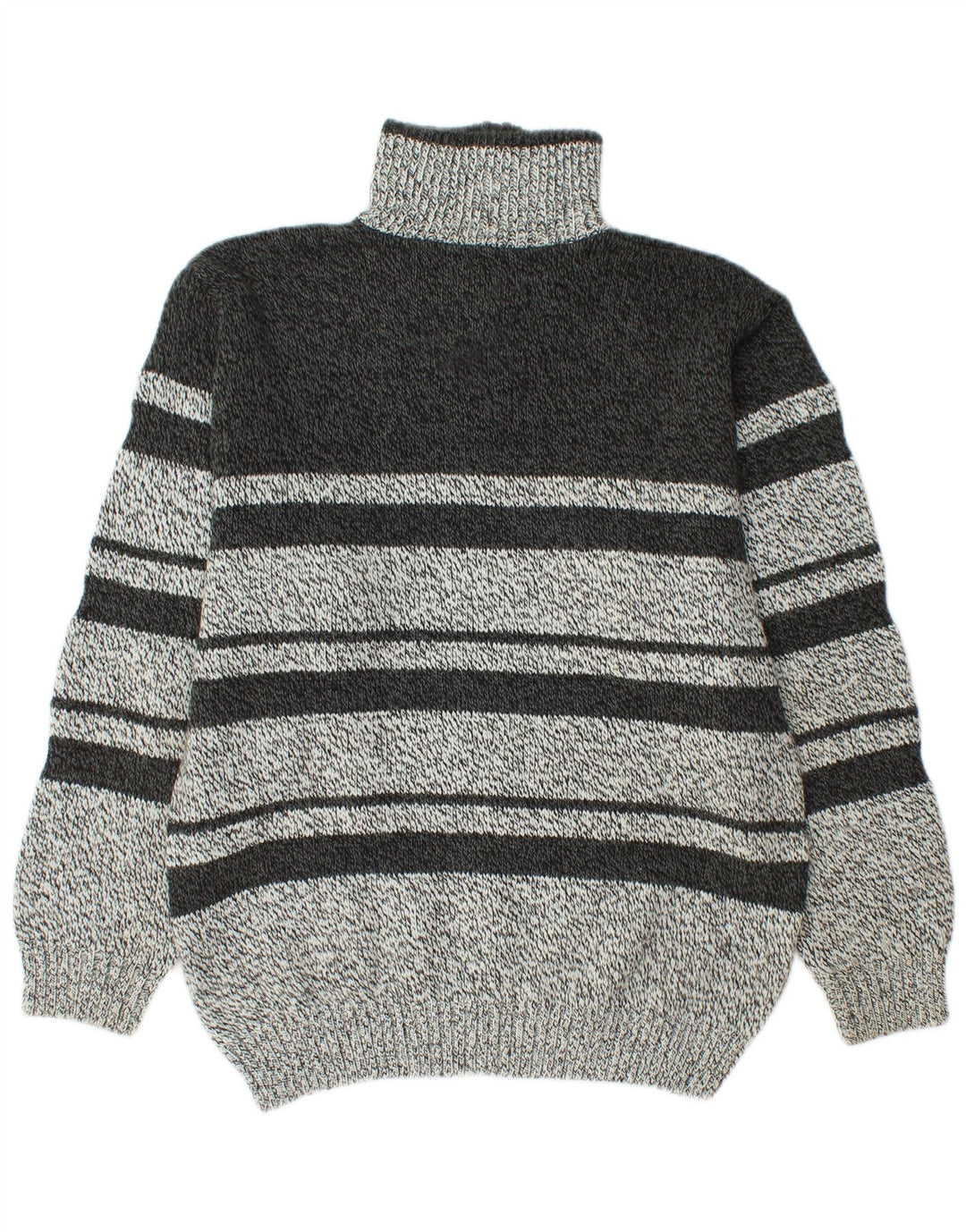 Vintage ανδρικό πουλόβερ με φερμουάρ, μεσαίο γκρι ριγέ ακρυλικό