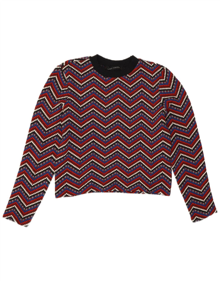 Zara Γυναικείο πουλόβερ με λαιμόκοψη UK 12 Medium Chevron