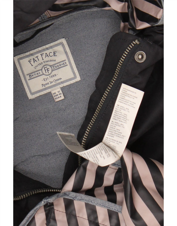 Γυναικείο μπουφάν βροχής με κουκούλα Fat Face UK 12 Medium Navy Blue Polyester