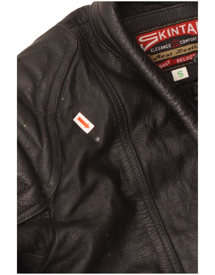 SKINTAN Γυναικείο Δερμάτινο Μπουφάν Racer UK 10 Small Black Leather