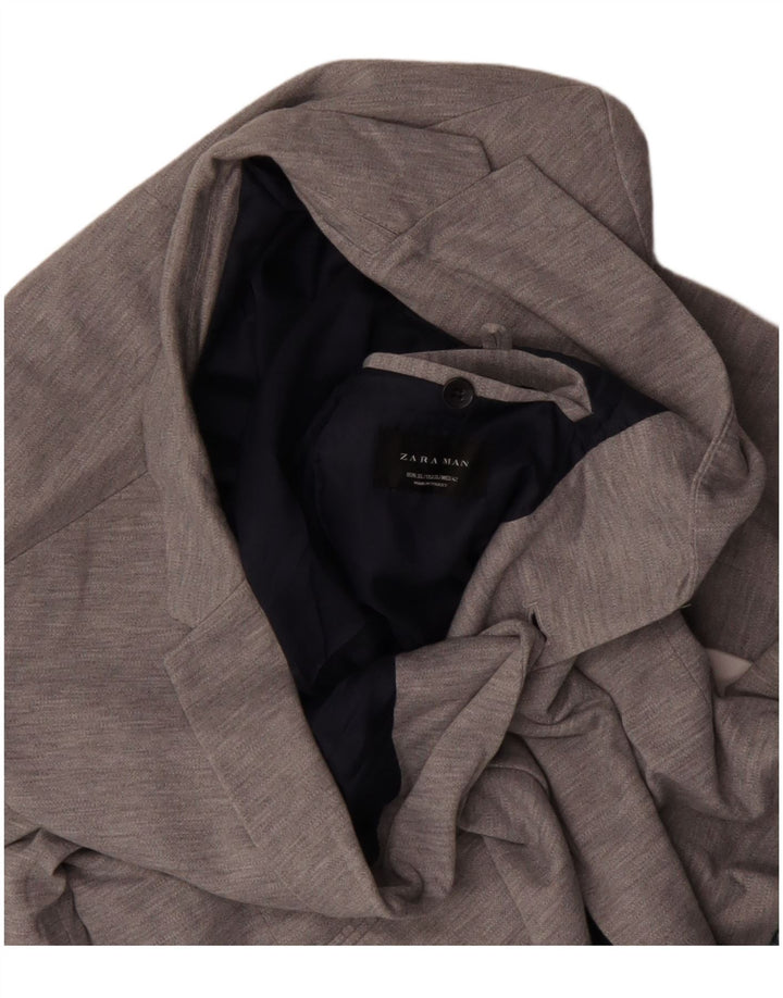 Zara Ανδρικό μπουφάν blazer 2 κουμπιών UK 42 XL Grey Polyester