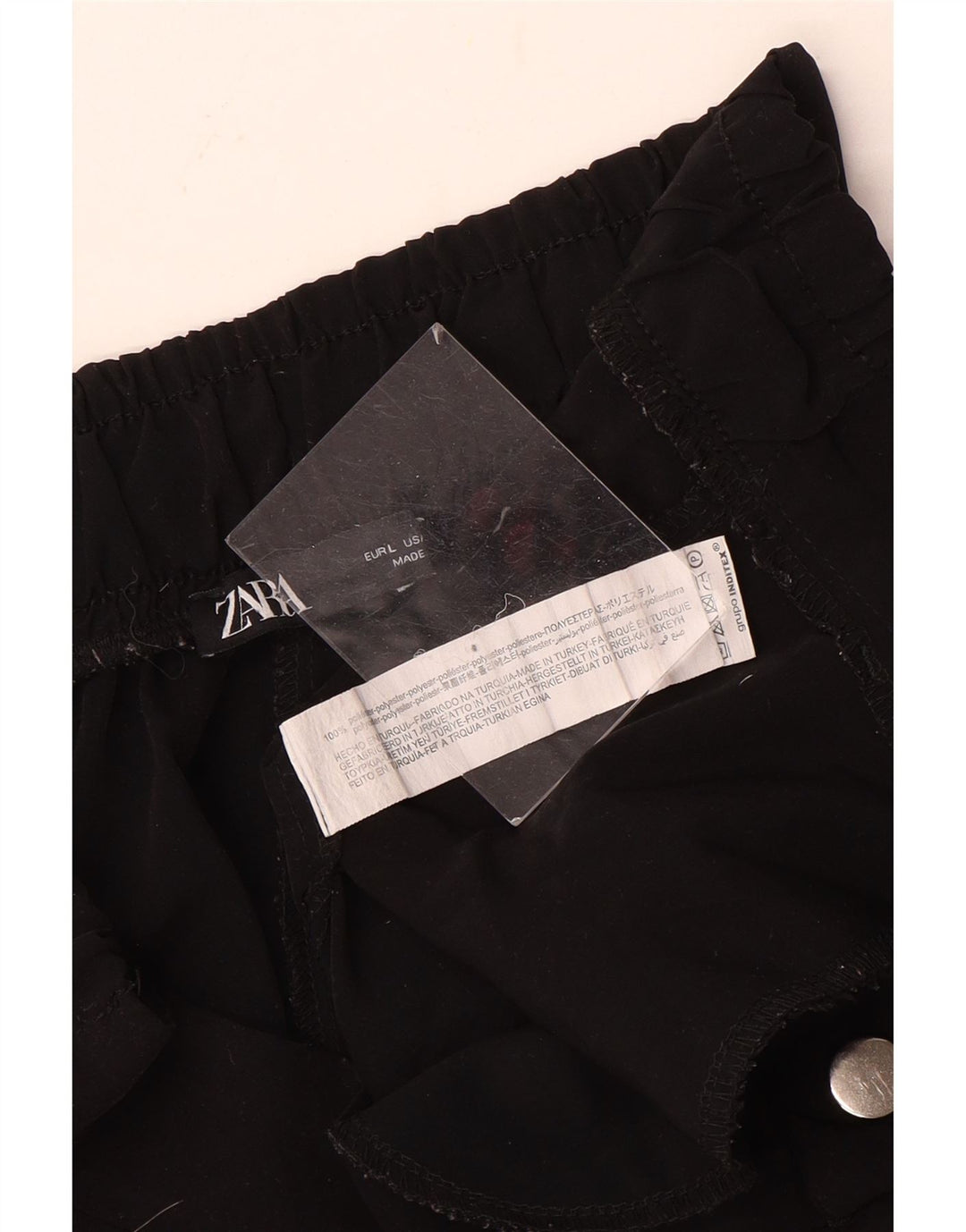 ZARA Γυναικείο Joggers Παντελόνι Cargo Large W3 Μαύρο Πολυεστέρα