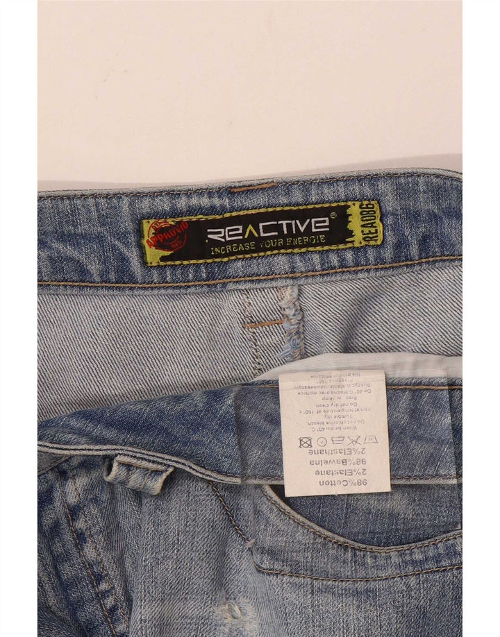 Vintage Γυναικεία Distressed Μίνι Τζιν Φούστα W31 Μεσαίο Μπλε Βαμβακερό