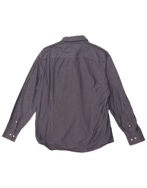 CALVIN KLEIN Ανδρικό πουκάμισο Slim Fit Μέγεθος 43 Large Navy Blue Pinstripe