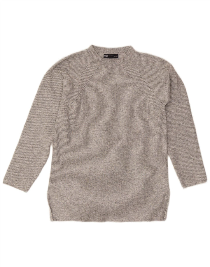 Marks & Spencer Γυναικείο πουλόβερ με λαιμόκοψη UK 10 Small Grey Flecked
