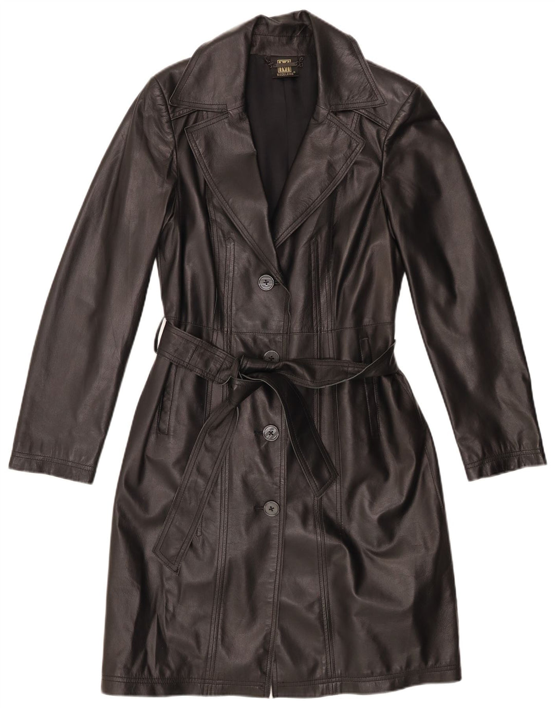 Madeleine Γυναικείο Δερμάτινο Παλτό UK 10 Small Black Leather