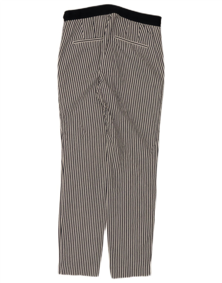 ZARA Γυναικείο Slim παντελόνι Chino Small W26 L27 Λευκό βαμβακερό ριγέ