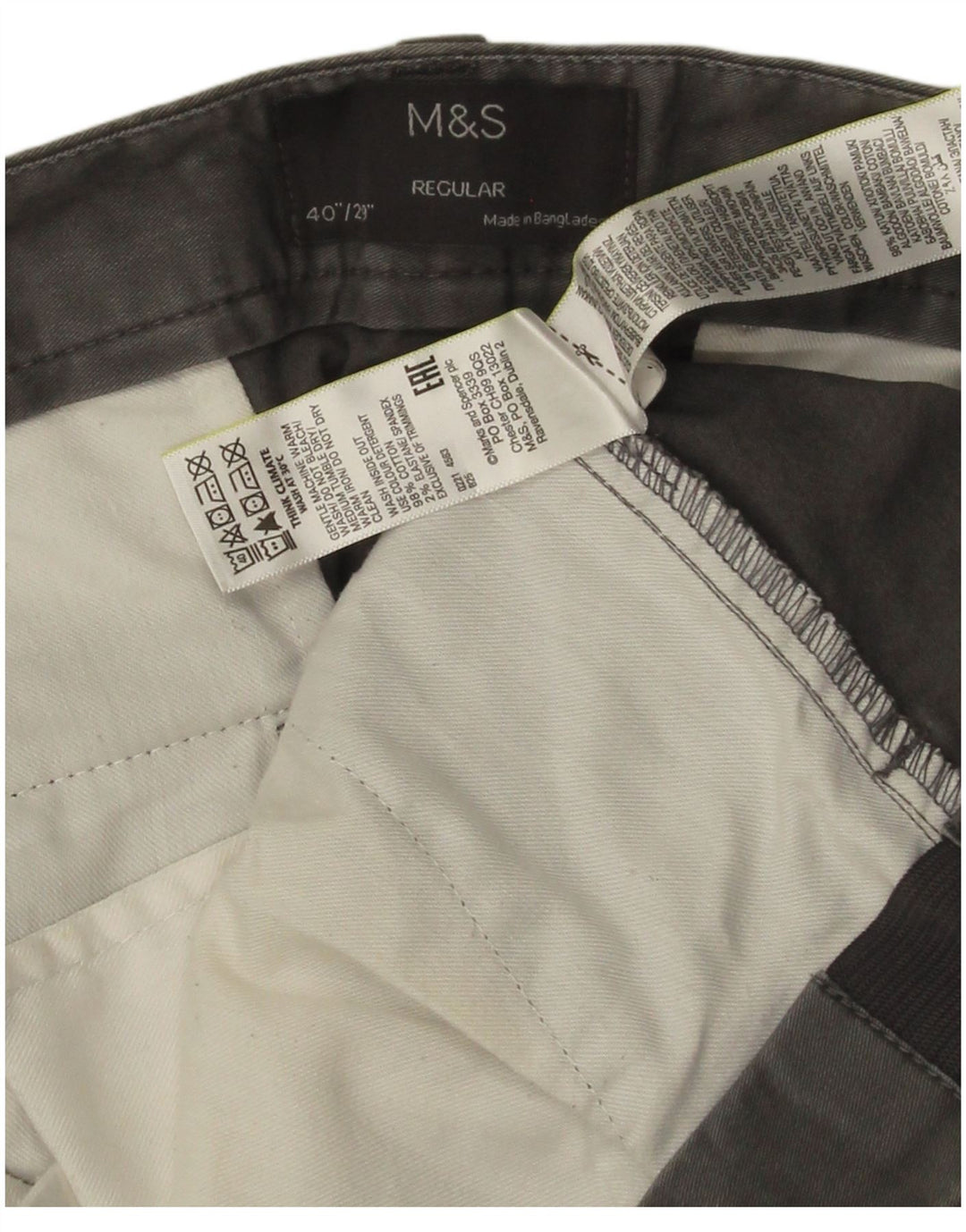 Marks & Spencer Ανδρικό παντελόνι Chino Regular W40 L29 Γκρι βαμβακερό