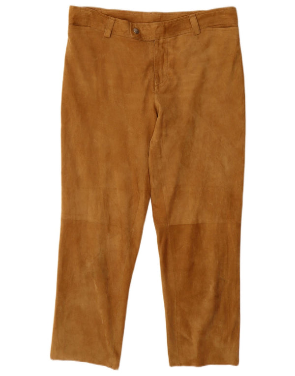 VINTAGE Γυναικείο Suede Cropped Παντελόνι W32 L25 Καφέ