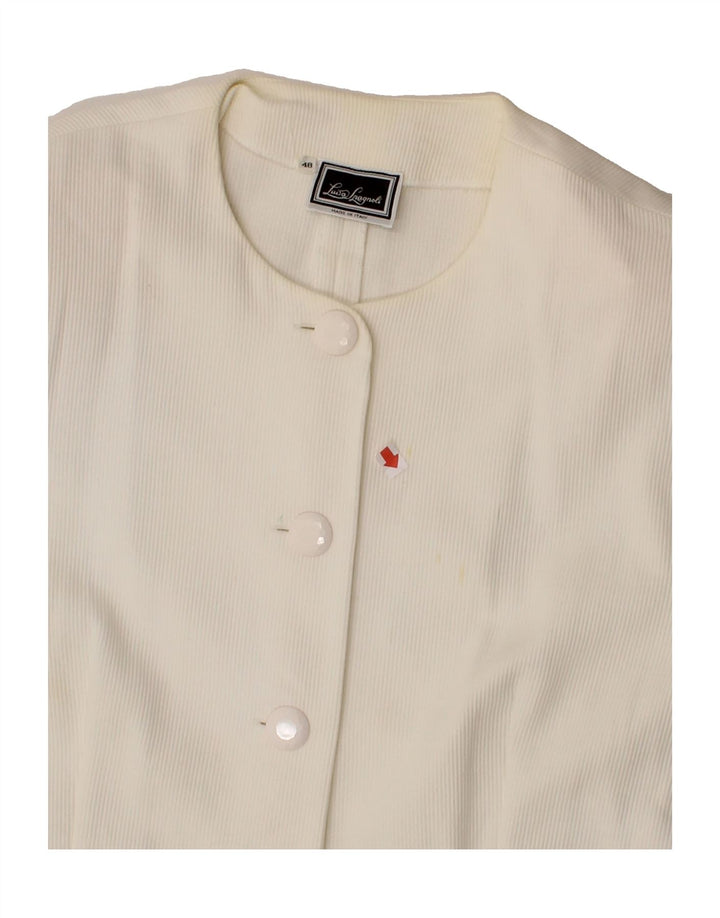 LUISA SPAGNOLI Womens Short Sleeve Blazer Jacket IT 48 XL White Vintage Luisa Spagnoli and Second-Hand Luisa Spagnoli from Messina Hembry 