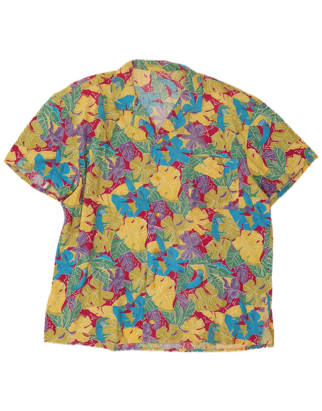 Vintage Ανδρικό κοντομάνικο πουκάμισο XL Πολύχρωμο Floral