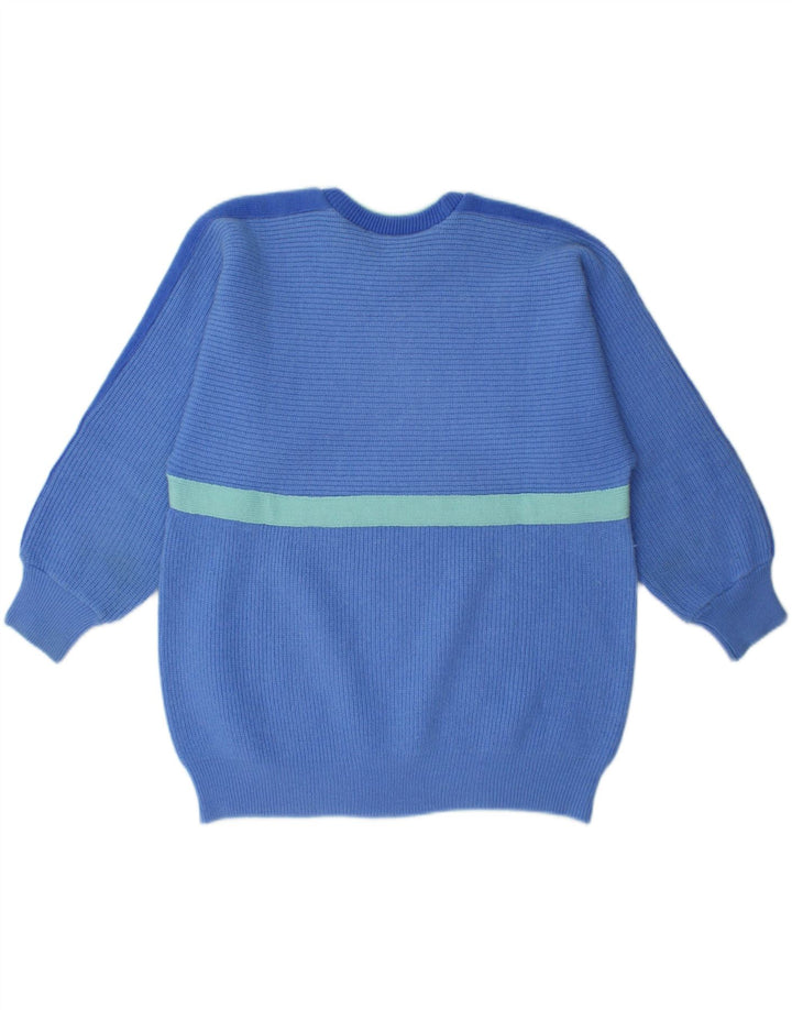 COLMAR Womens Crew Neck Jumper Sweater IT 44 Medium Blue Colourblock Wool Vintage Colmar and Second-Hand Colmar from Messina Hembry 