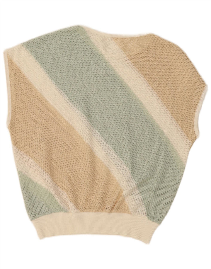 Γυναικείο γιλέκο VINTAGE Tank Top UK 16 Large Beige ριγέ
