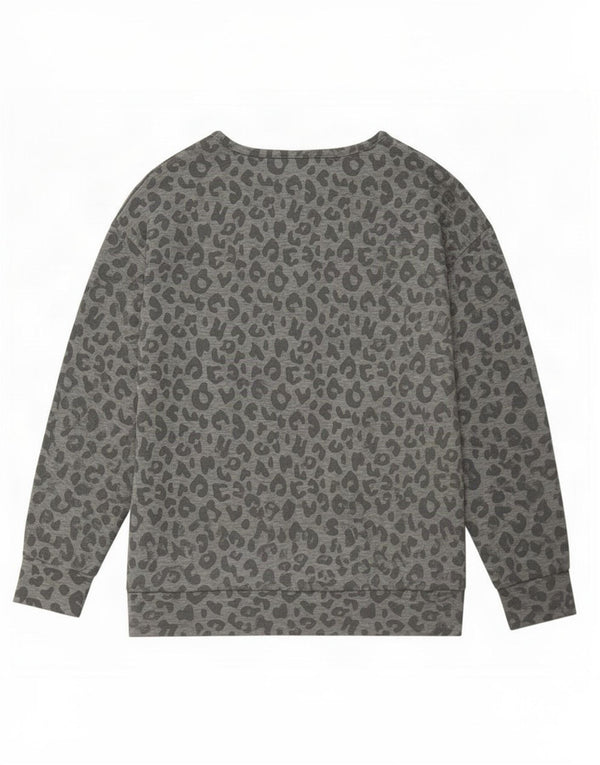 John Lewis Γυναικεία φούτερ Jumper UK 14 Medium Grey Animal print