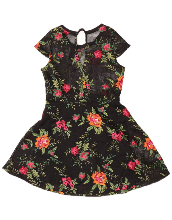 Guess Womens See Through A-Line UK 8 Small Black Floral Polyester