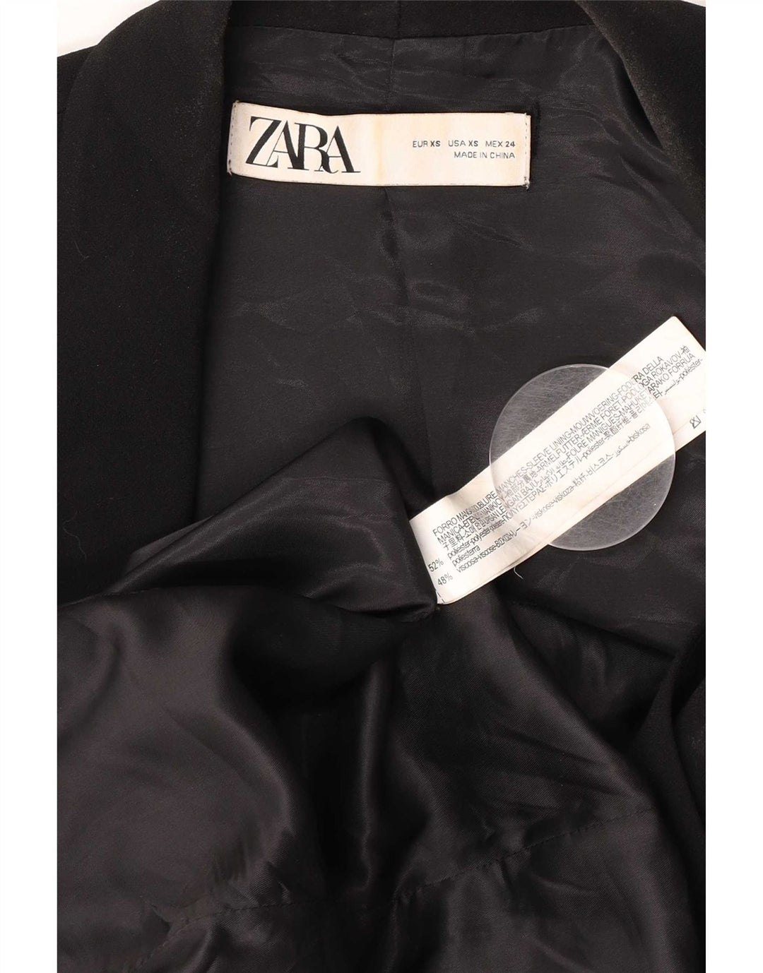 Zara Γυναικείο Μπουφάν Blazer Oversized UK 6 XS Μαύρο Πολυεστέρας