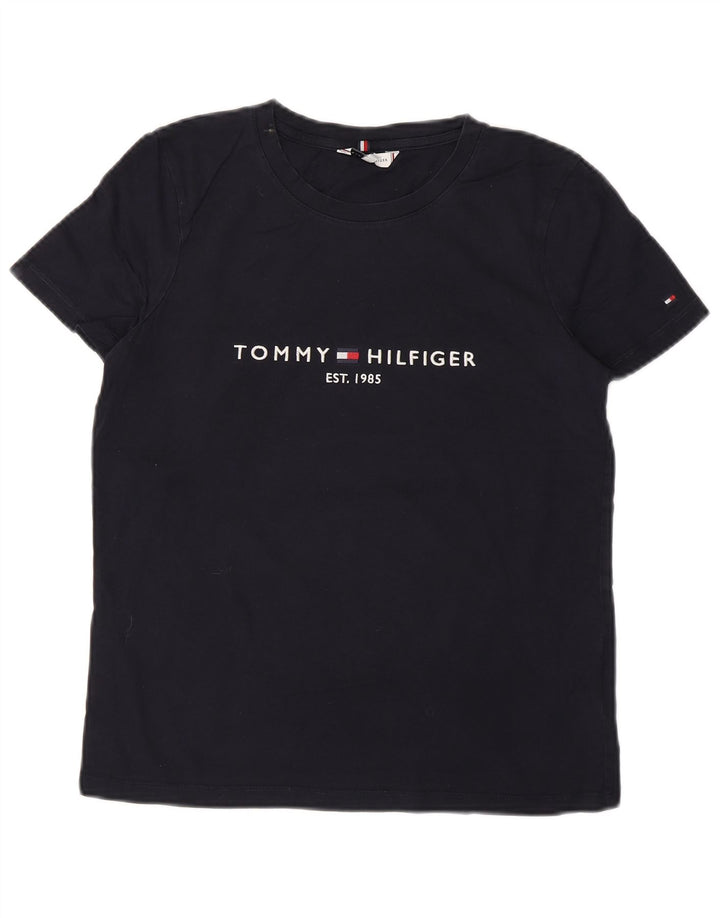 Γυναικείο γραφικό μπλουζάκι TOMMY HILFIGER Top UK 12 μεσαίου μπλε βαμβακερό