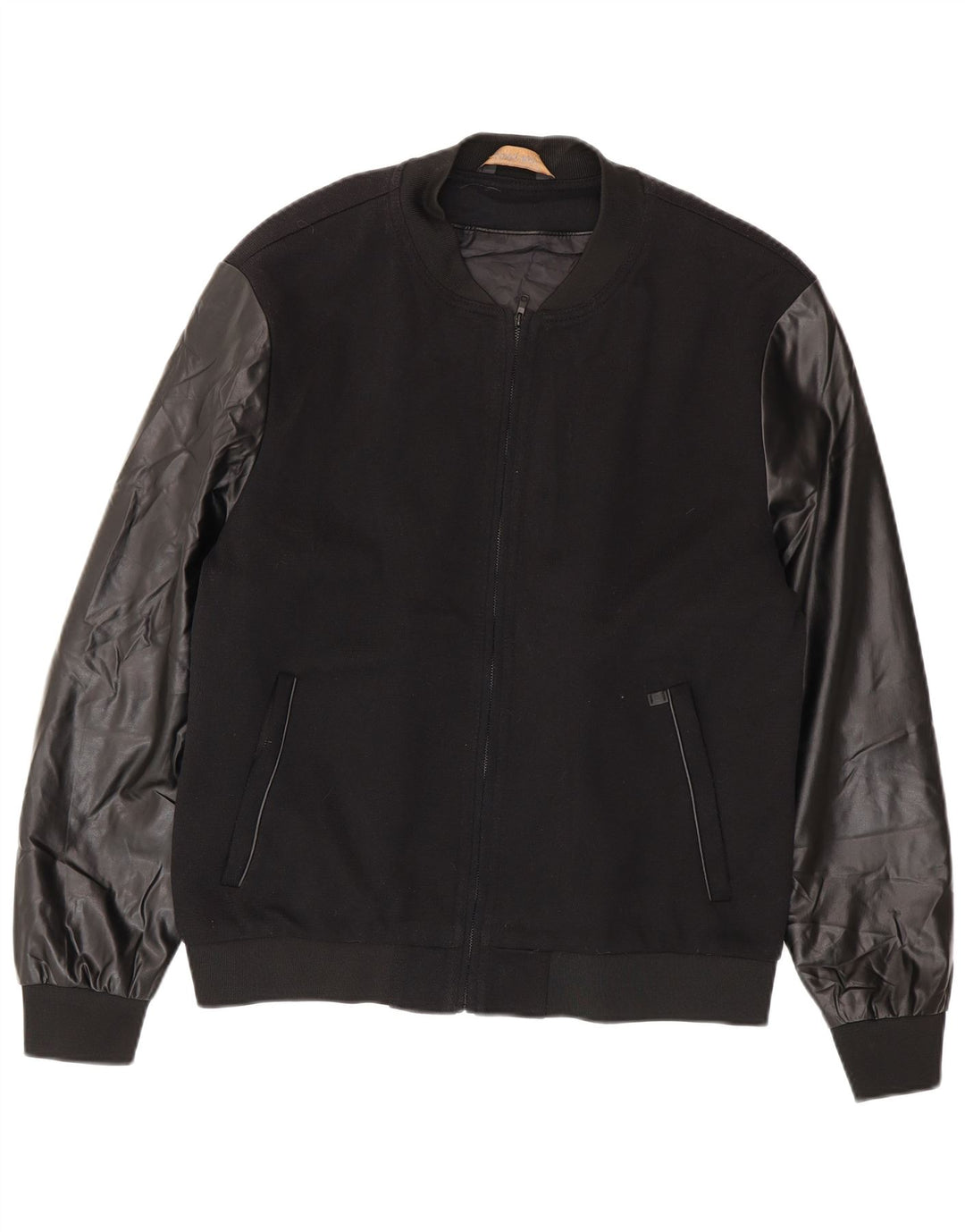 Zara Ανδρικό Bomber Jacket UK 42 XL Μαύρο Πολυεστέρας
