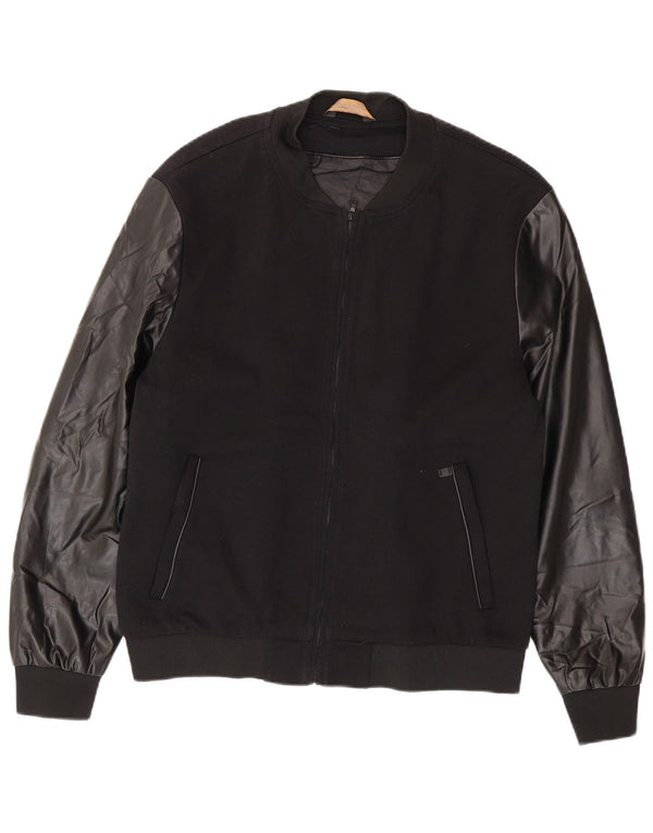 Zara Ανδρικό Bomber Jacket UK 42 XL Μαύρο Πολυεστέρας