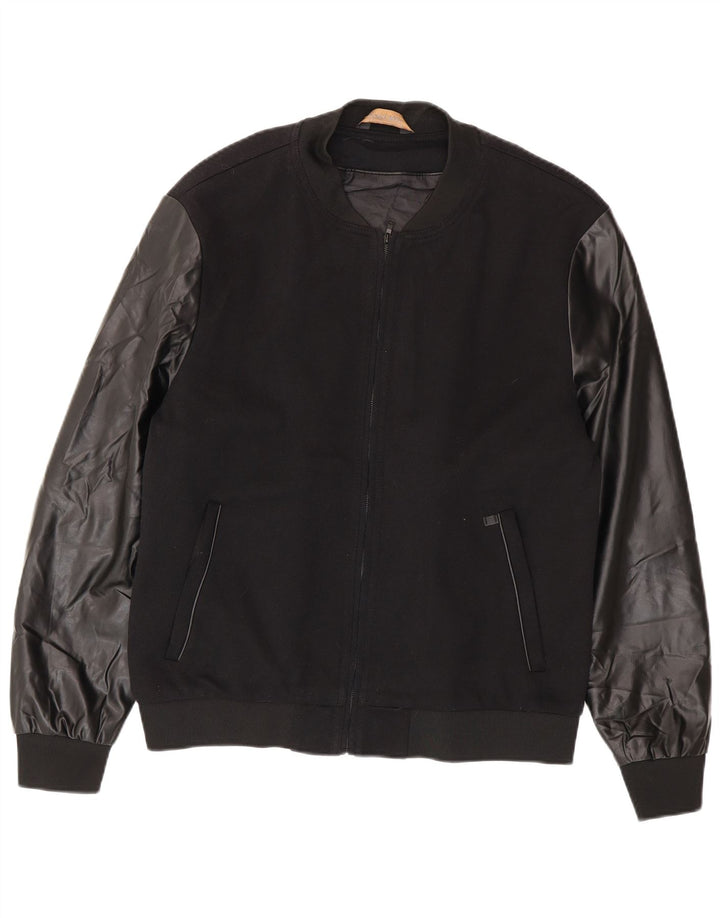 Zara Ανδρικό Bomber Jacket UK 42 XL Μαύρο Πολυεστέρας