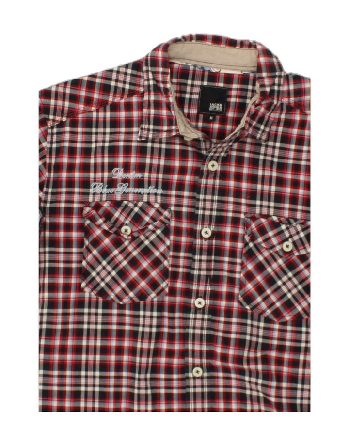 JACK & JONES Mens Graphic Short Sleeve Shirt Medium Red Check Cotton Vintage Jack & Jones and Second-Hand Jack & Jones from Messina Hembry 