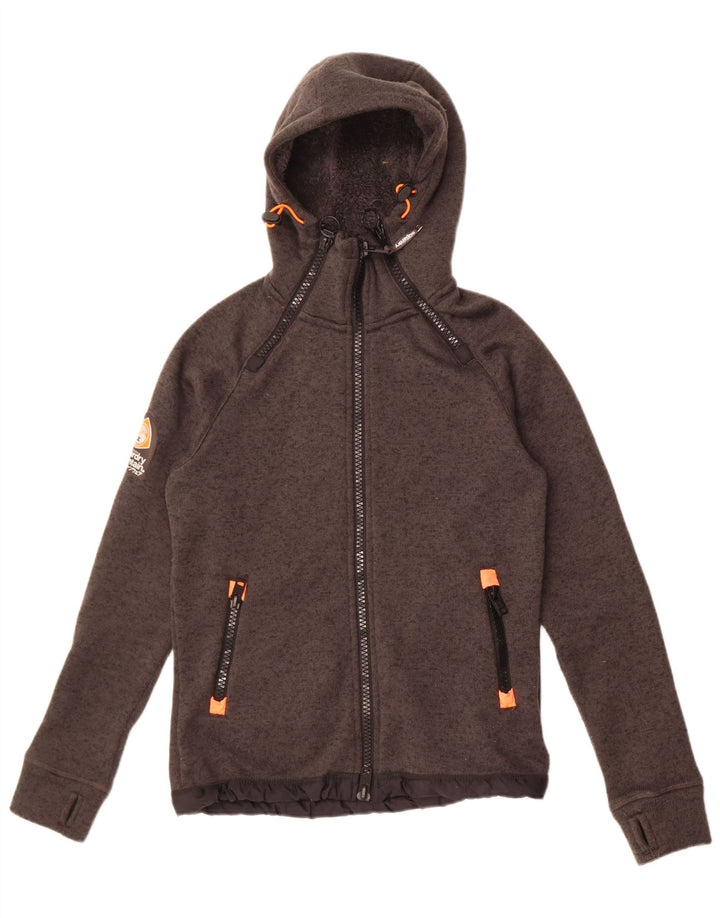 Superdry Ανδρικό πλεκτό μπουφάν με κουκούλα UK 36 Small Grey Flecked Polyester