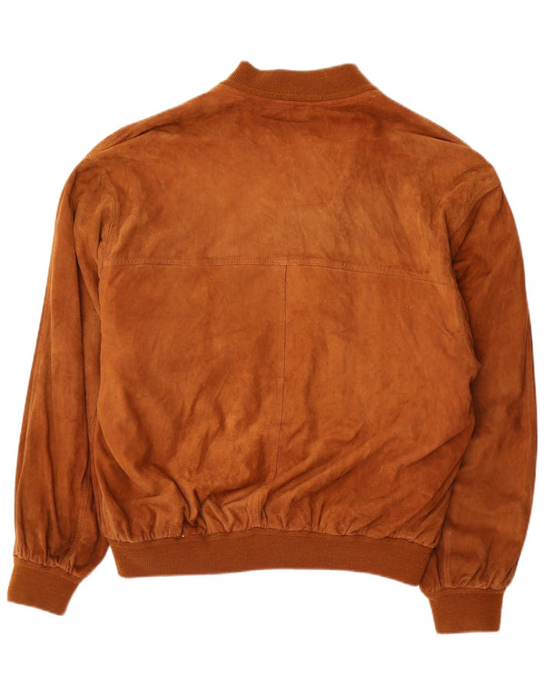 Vintage Ανδρικό Suede Bomber Jacket EU 52 XL Καφέ Δερμάτινο