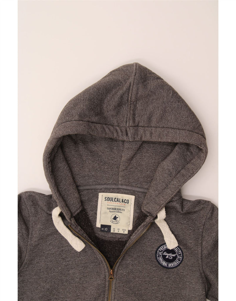 SOUL CAL Womens Oversized Zip Hoodie Sweater UK 10 Small  Grey Cotton Vintage Soul Cal and Second-Hand Soul Cal from Messina Hembry 