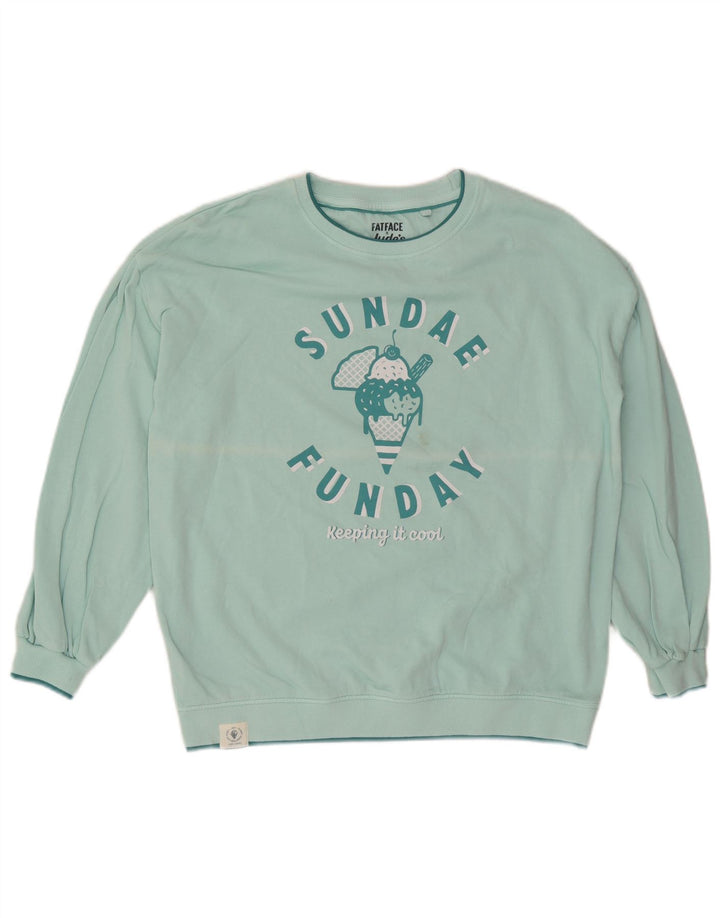 Fat Face Γυναικείο γραφικό υπερμεγέθη φούτερ Jumper UK 12 Medium Turquoise