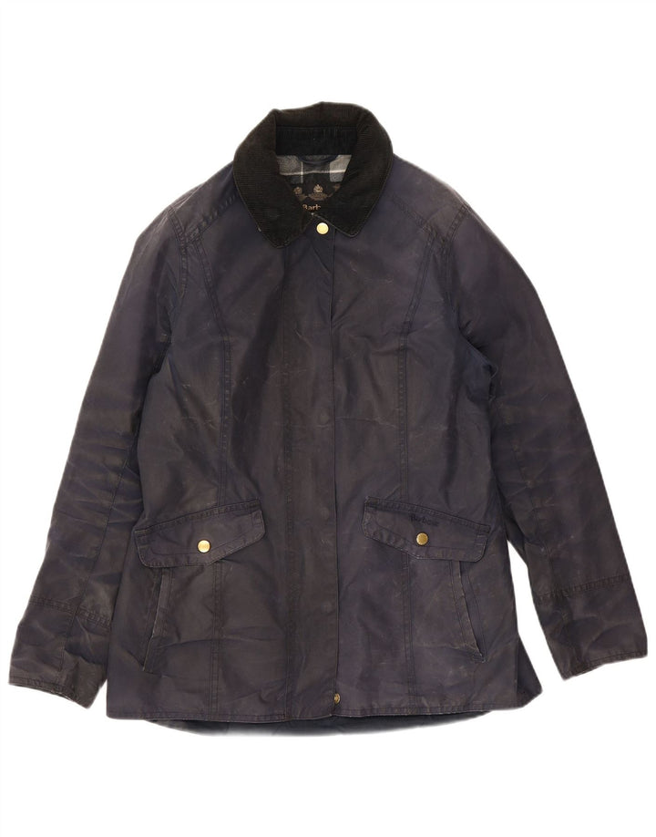Barbour Γυναικείο κερωμένο βαμβακερό μπουφάν UK 10 Small Navy Blue Cotton