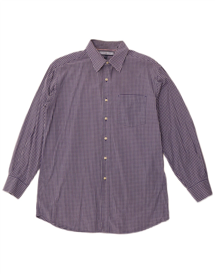 TOMMY HILFIGER Ανδρικό καρό πουκάμισο νούμερο 15 1/2 Medium Navy Blue βαμβακερό