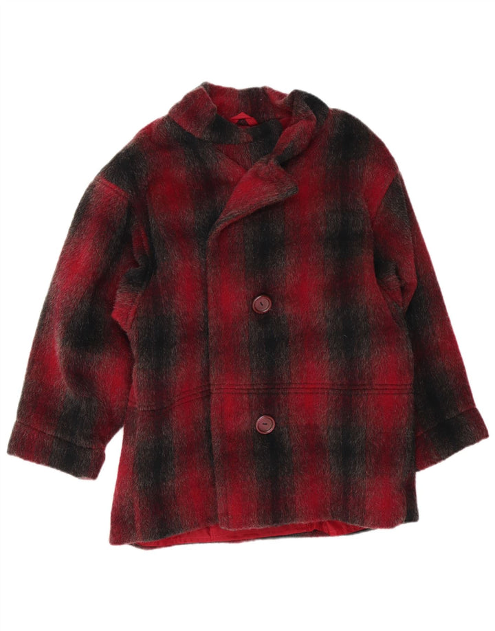 VINTAGE Γυναικείο Πανωφόρι UK 16 Large Red Check