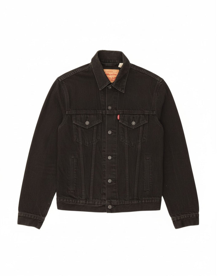 LEVI'S Mens Denim Jacket UK 38 Medium Black Cotton