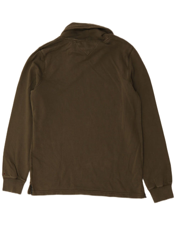 Tommy Hilfiger Ανδρικό γραφικό φούτερ με ρολό λαιμόκοψη Jumper XL Χακί βαμβακερό
