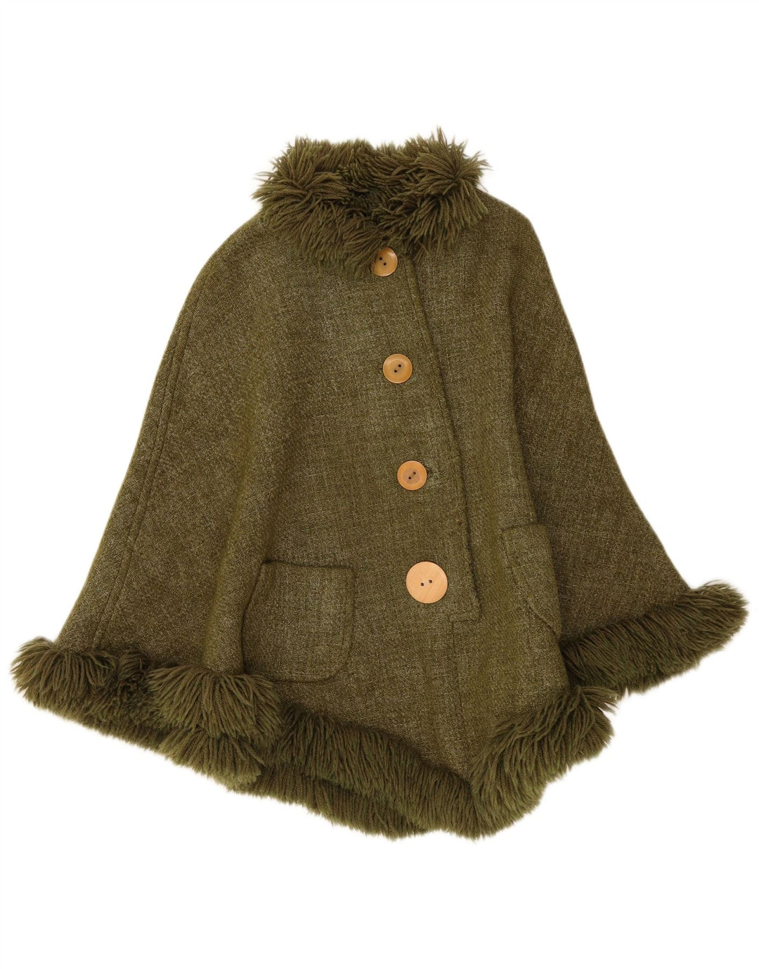 Vintage Γυναικείο Παλτό Poncho One Size Khaki