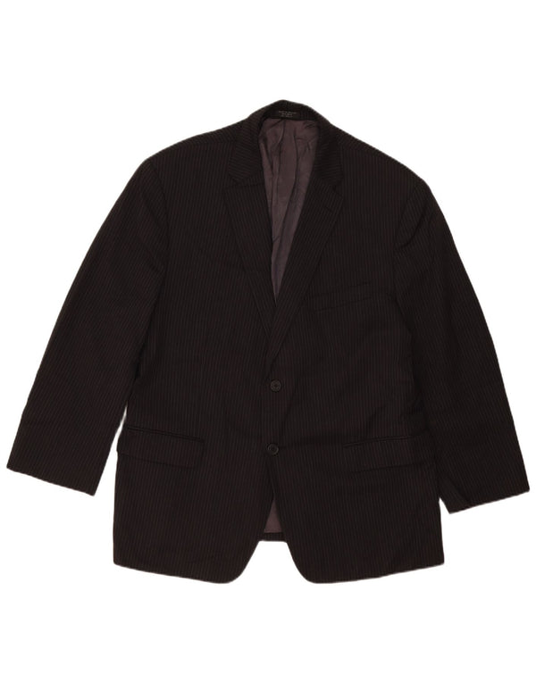 Tommy Hilfiger Mens 2 Button Blazer Jacket UK 40 Large Black Pinstripe Wool