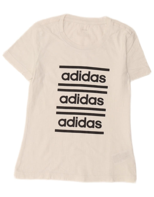 Γυναικείο γραφικό T-Shirt Adidas Top UK 4 XS Λευκό βαμβακερό