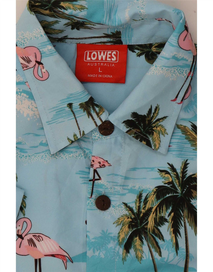 Lowes Ανδρικό Χαβανέζικο κοντομάνικο πουκάμισο μεγάλο μπλε