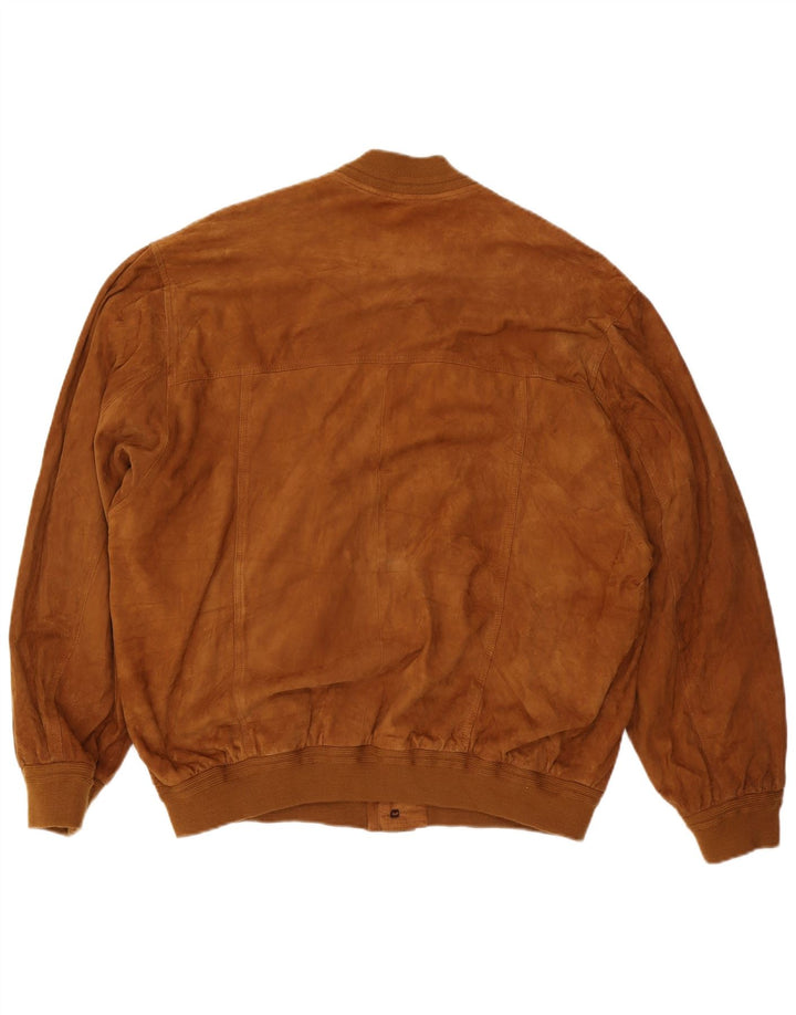 Jolly Ανδρικό Suede Bomber Jacket IT 58 4XL Καφέ Δερμάτινο