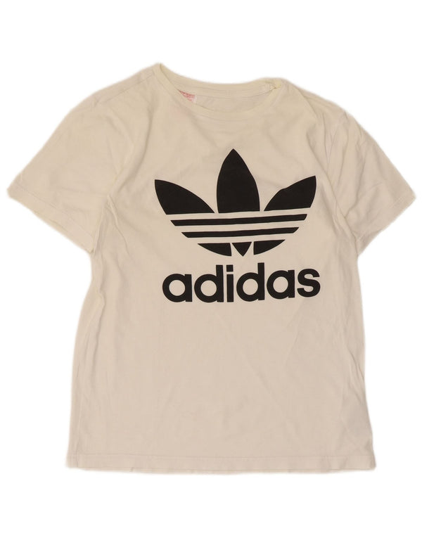 Γραφικό T-Shirt Adidas Boys Top 13-14 ετών Λευκό βαμβακερό