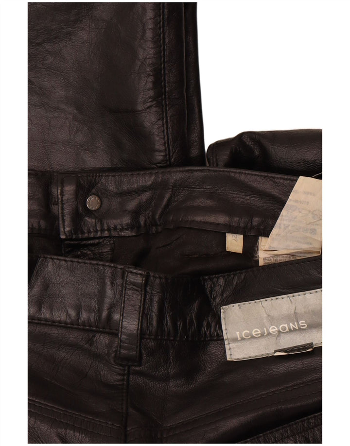 Iceberg Γυναικείο Bootcut Δερμάτινο Παντελόνι W27 L29 Μαύρο Δερμάτινο