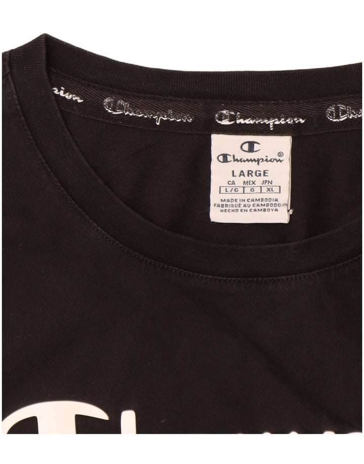 Champion Womens Graphic T-Shirt Top UK 14 Large Black