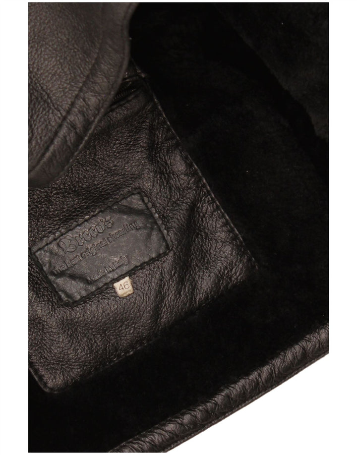 Vintage Ανδρικό Shearling Jacket IT 46 Small Black Shearling