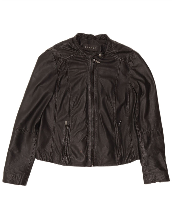 Esprit Γυναικείο Δερμάτινο Μπουφάν UK 14 Large Μαύρο Δερμάτινο