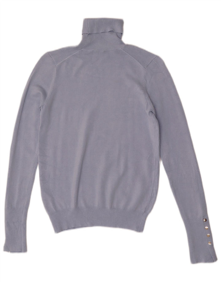 Zara Γυναικείο πουλόβερ με ρολό λαιμόκοψη UK 10 Small Blue Viscose