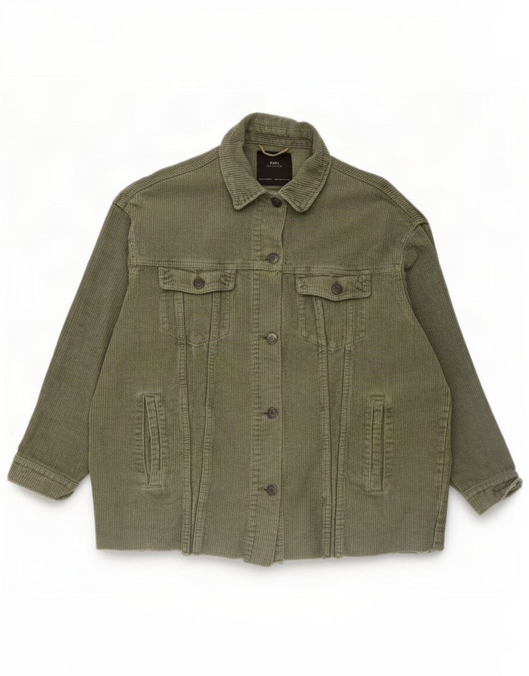Zara Γυναικείο Κοτλέ Μπουφάν UK 10 Small Khaki Cotton