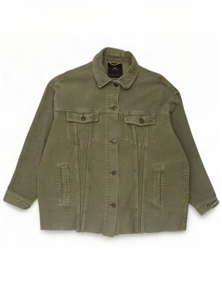 Zara Γυναικείο Κοτλέ Μπουφάν UK 10 Small Khaki Cotton