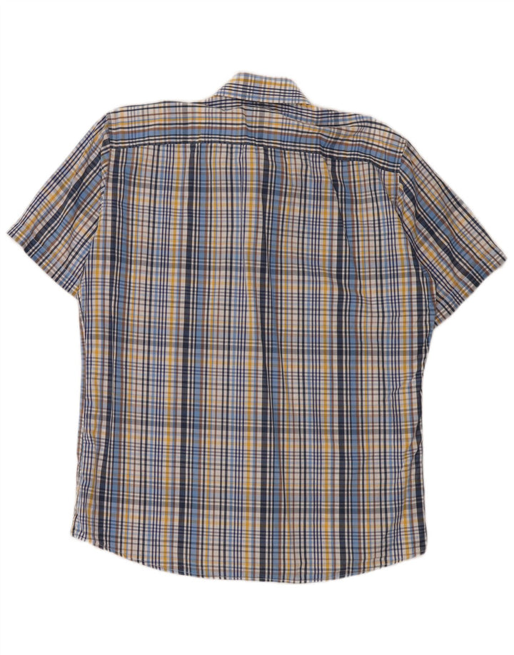 PIERRE CARDIN Mens Short Sleeve Shirt Medium Blue Check