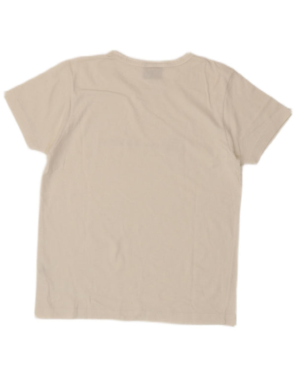 Champion Γυναικείο γραφικό T-Shirt Top UK 14 μεγάλο λευκό βαμβακερό