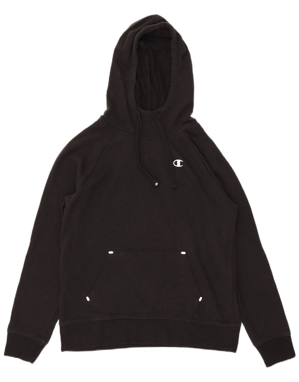 Champion Womens Oversized Hoodie Jumper UK 10 Small Black Cotton